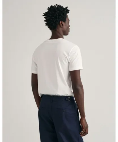 Gant Mens Regular Fit Short Sleeve Archive Shield T-Shirt - White