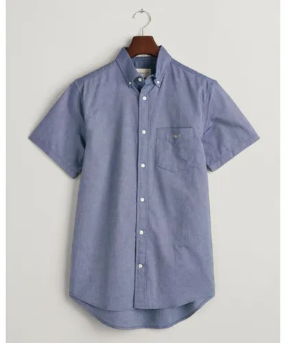 Gant Mens Regular Fit Short Sleeve Oxford Shirt - Blue