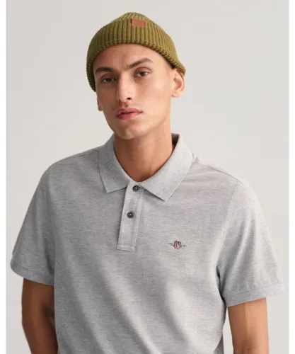Gant Mens Regular Fit Short Sleeve Shield Logo Pique Polo - Melange cotton