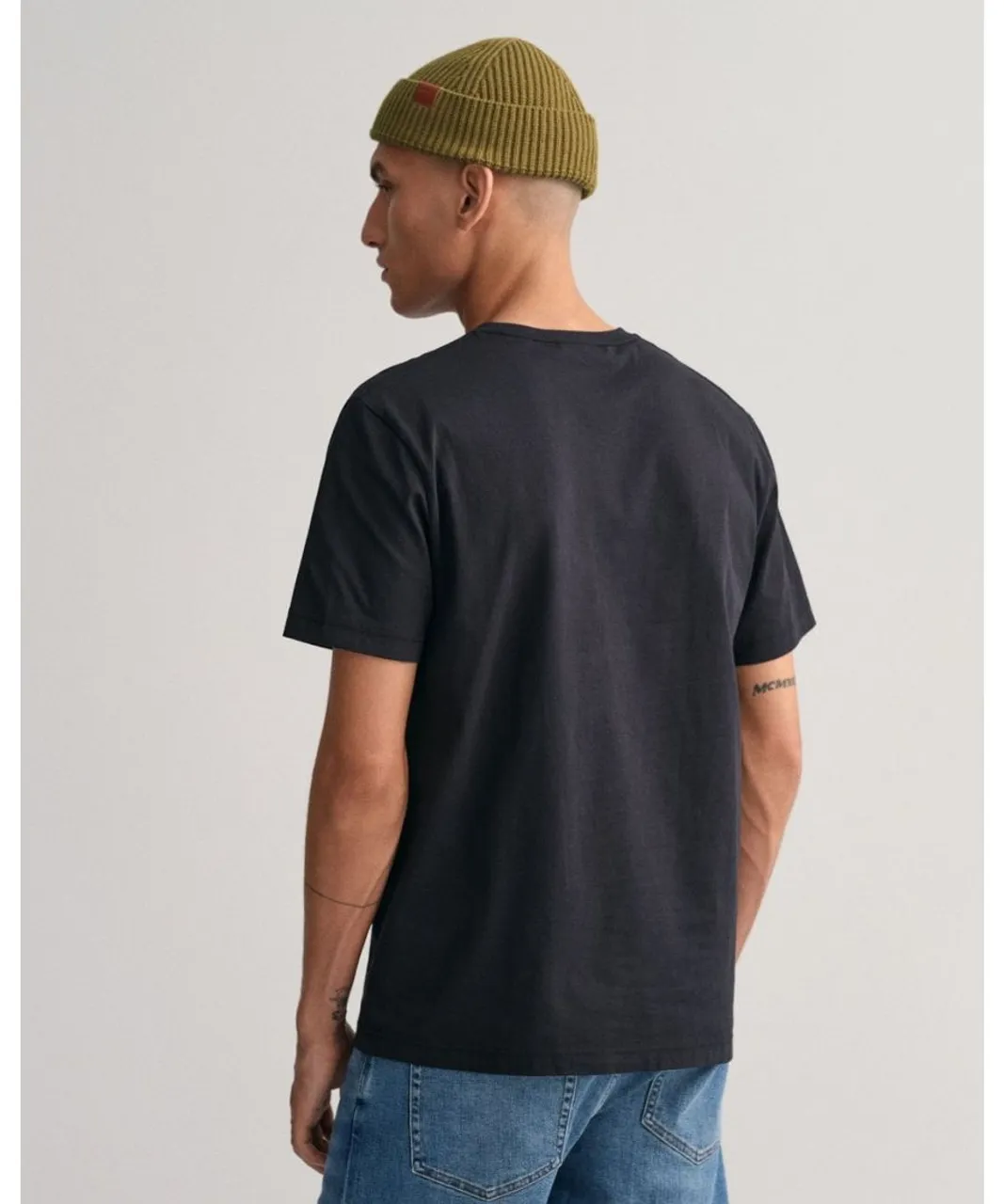 Gant Mens Regular Fit Short Sleeve Shield Logo T-Shirt - Black