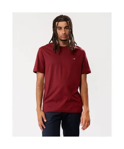 Gant Mens Regular Fit Short Sleeve Shield Logo T-Shirt - Red