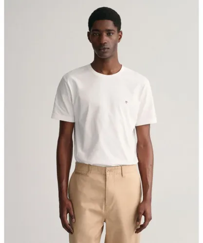 Gant Mens Regular Fit Short Sleeve Shield Logo T-Shirt - White