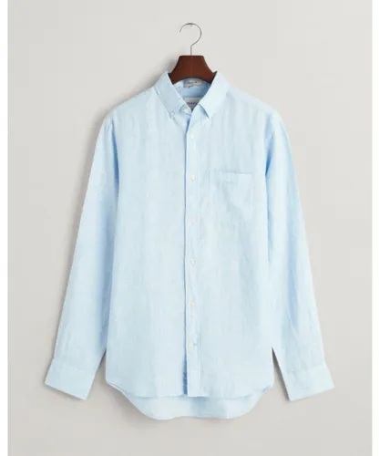 Gant Mens Regular Linen Long Sleeve Shirt - Blue
