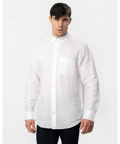 Gant Mens Regular Linen Long Sleeve Shirt - White