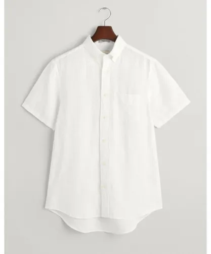 Gant Mens Regular Linen Short Sleeve Shirt - White