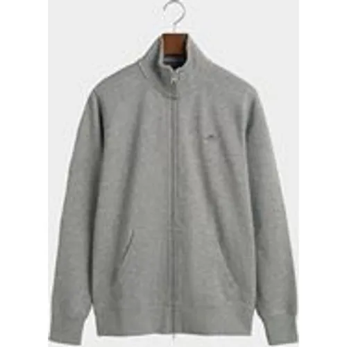 GANT Men's Regular Shield Full Zip Sweatshirt in Grey Melange