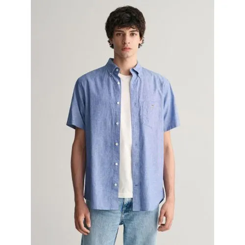 GANT Mens Rich Blue Regular Fit Cotton Linen Shirt