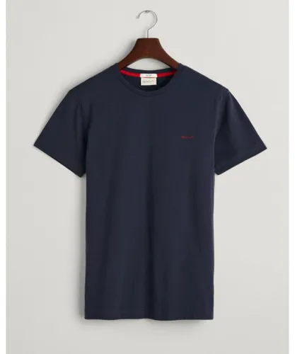 Gant Mens Short Sleeve Contrast Logo T-Shirt - Navy