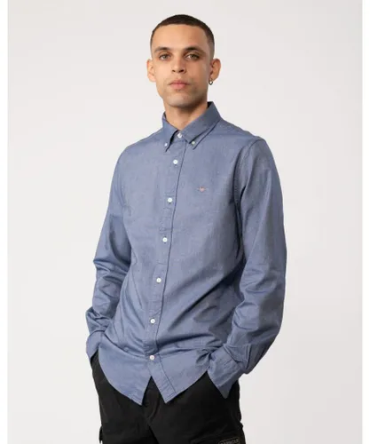 Gant Mens Slim Fit Long Sleeve Oxford Shirt - Blue