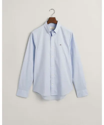 Gant Mens Slim Fit Long Sleeve Poplin Shirt - Blue