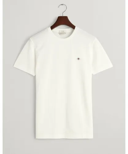 Gant Mens Slim Pique Short Sleeve T-Shirt - Beige
