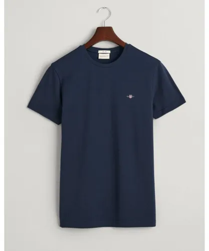 Gant Mens Slim Pique Short Sleeve T-Shirt - Navy