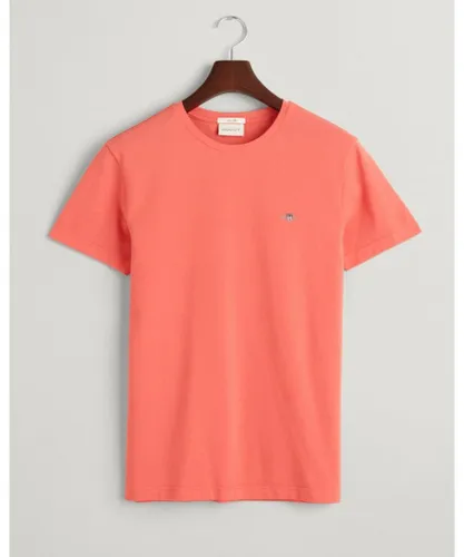 Gant Mens Slim Pique Short Sleeve T-Shirt - Pink