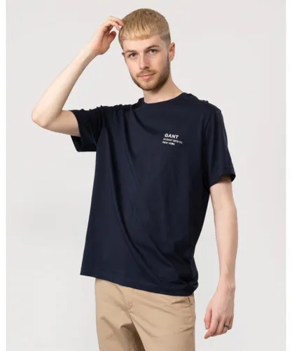 Gant Mens Small Logo Short Sleeve T-Shirt - Blue