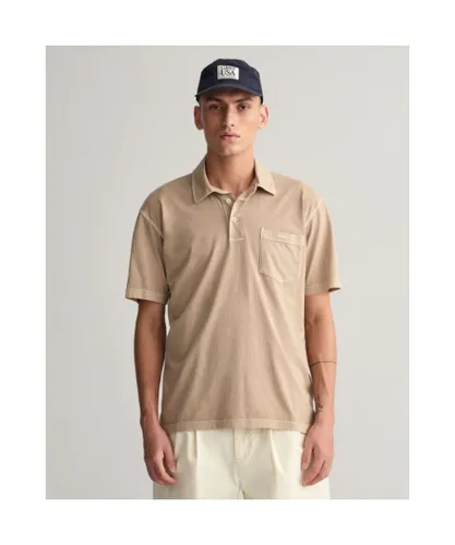 Gant Mens Solid Sunfaded Jersey Short Sleeve Rugger - Beige