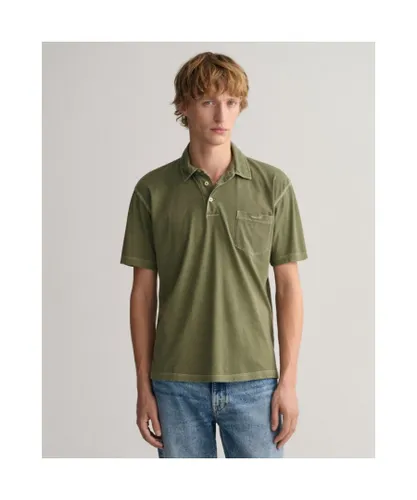 Gant Mens Solid Sunfaded Jersey Short Sleeve Rugger - Green