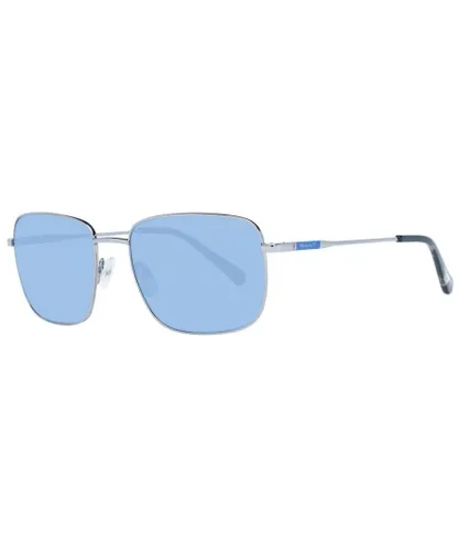 Gant Mens Square Sunglasses with Blue Lenses - Silver - One