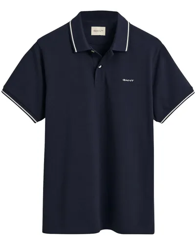 GANT Mens Tip Short Sleeve Pique Polo Shirt Evening Blue