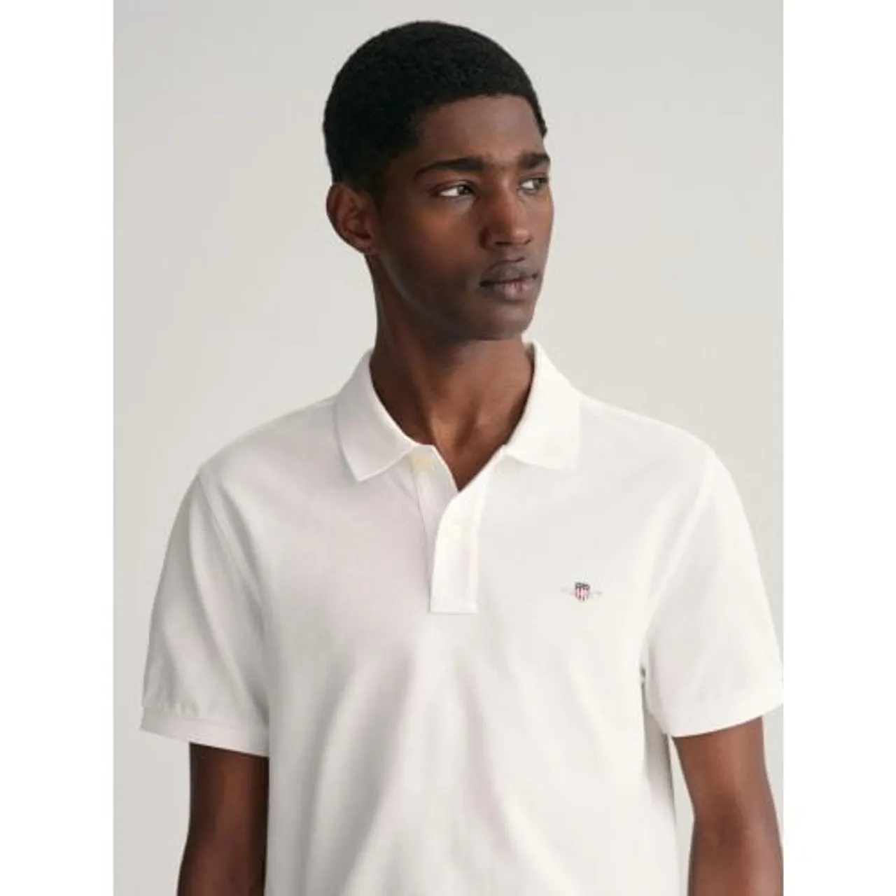 GANT Mens White Regular Fit Shield Polo Shirt