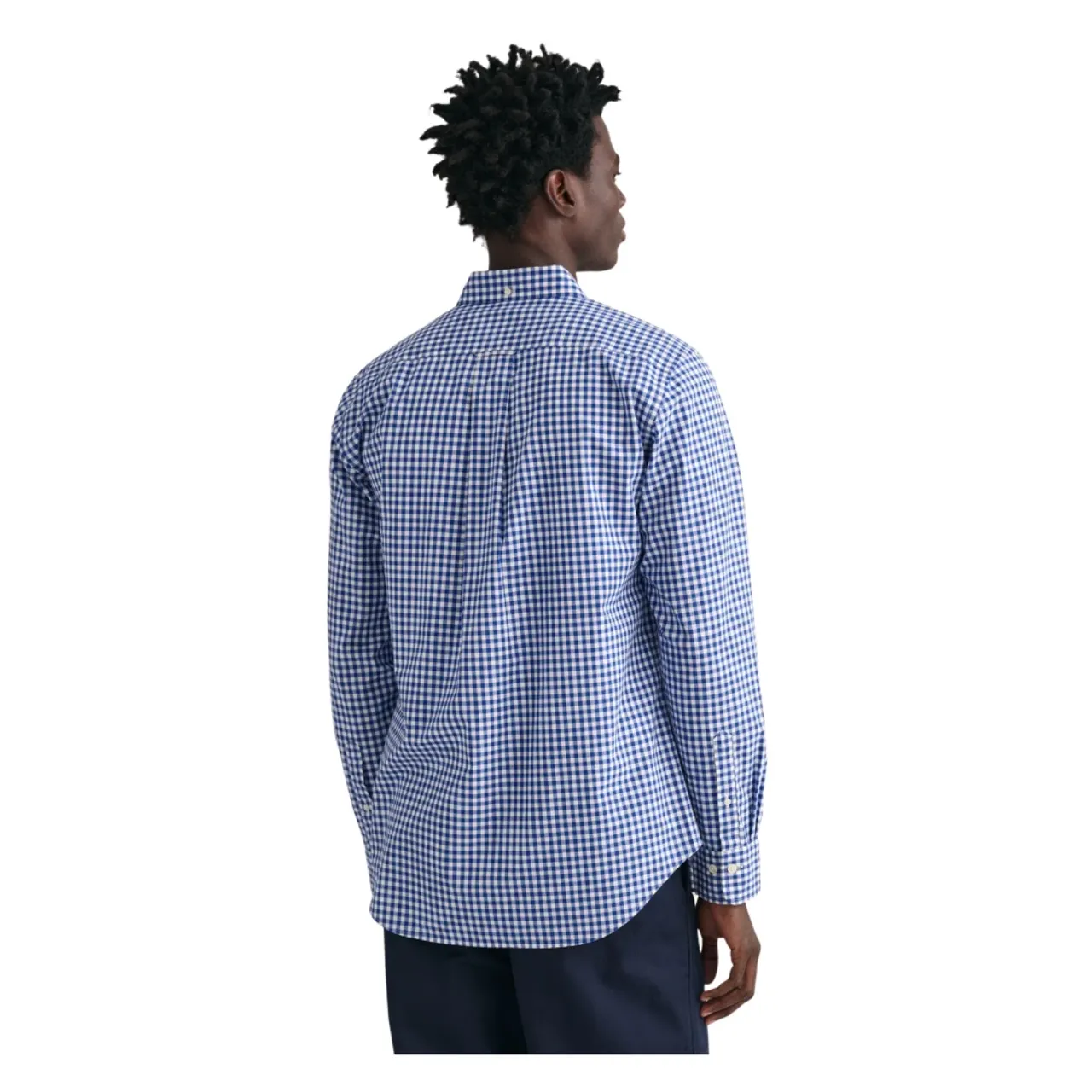 Gant , Poplin Gingham Shirt ,Blue male, Sizes: