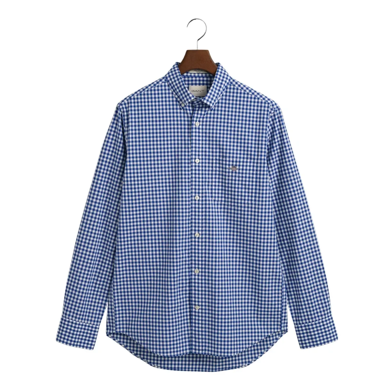Gant , Poplin Gingham Shirt ,Blue male, Sizes: