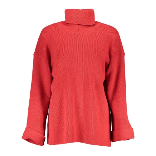 Gant , Red Wool Sweater with Long Sleeves and High Collar ,Red female, Sizes: