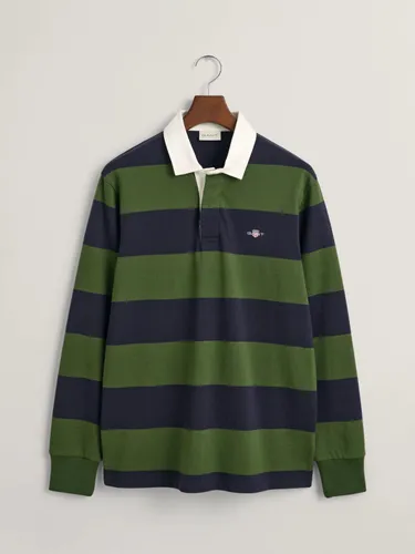 GANT Regular Shield Stripe Polo Shirt, Green/Multi - Green/Multi - Male