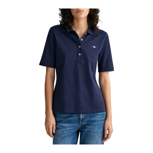 Gant , Slim Shield Pique Polo Shirt ,Blue female, Sizes:
