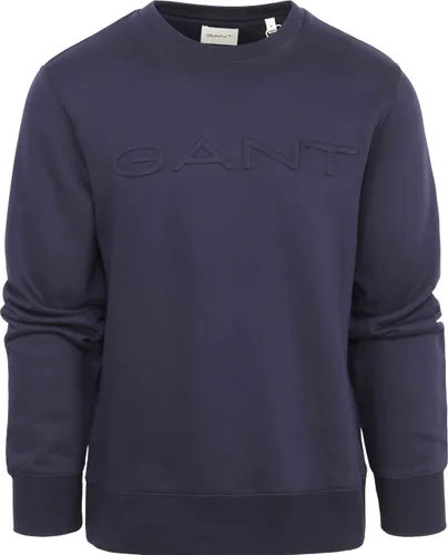 Gant Sweater Embossed Logo Navy Blue Dark Blue