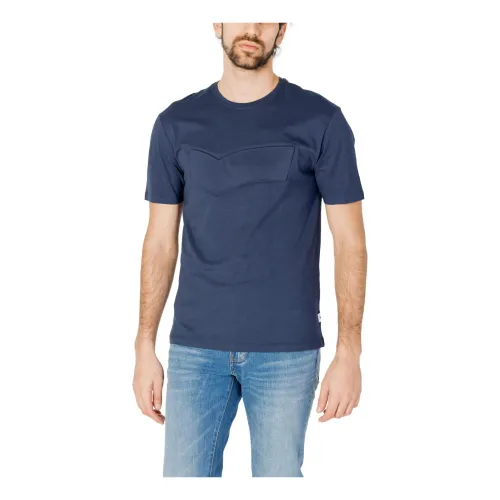 GAS , Plain Short Sleeve T-shirt ,Blue male, Sizes: