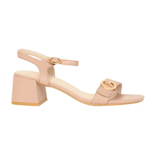 Gattinoni , Pink Leather Sandals with Logo Detail ,Pink female, Sizes: