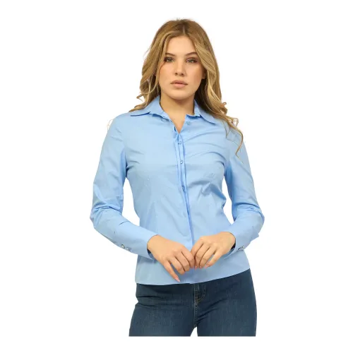 Gaudi , Clear Blue Cotton Short Shirt ,Blue female, Sizes: