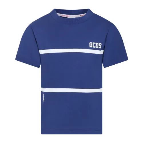 Gcds , Blue Striped Cotton T-Shirt ,Blue male, Sizes: