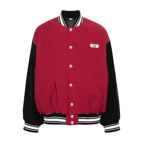 Gcds , Bordeaux Varsity Bomber Jacket ,Red male, Sizes:
