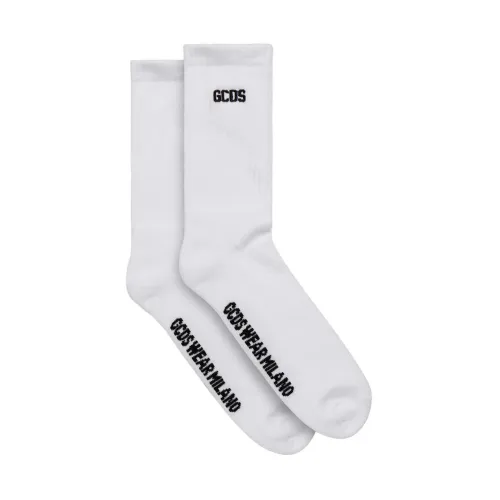 Gcds , Cotton Blend Ribbed Socks ,White male, Sizes: