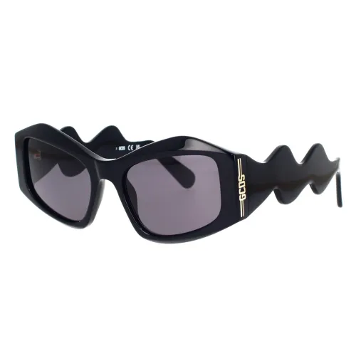 Gcds , Geometric Black Sunglasses with Wavy Arms ,Black unisex, Sizes: