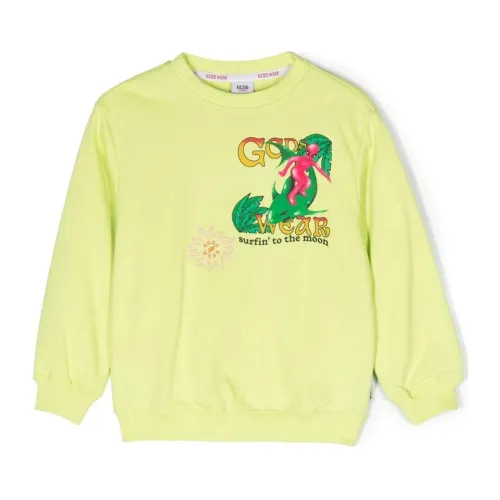 Gcds , Green Sweater with Multicolor Print and Embroidery ,Green female, Sizes: