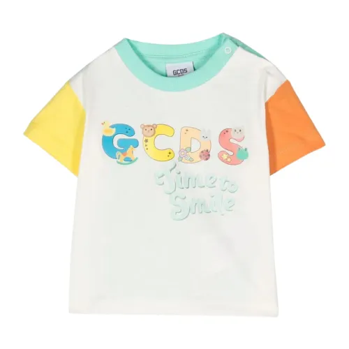 Gcds , Multicolor Block Print Kids T-shirt ,Green unisex, Sizes: