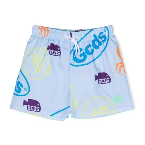 Gcds , Multicolor Logo Print Boxer Swimwear ,Blue male, Sizes: