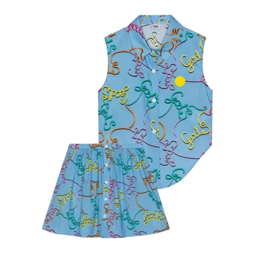 Gcds , Multicolor Logo Print Dress Set ,Blue female, Sizes: