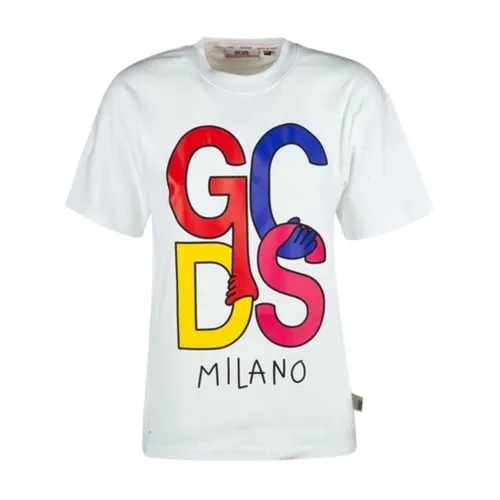 Gcds , White Cotton T-Shirt with Logo Detail ,White female, Sizes: