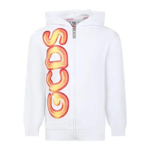 Gcds , White Hoodie with Multicolor Logo ,White male, Sizes: