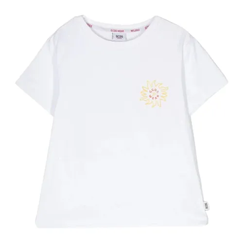 Gcds , White Logo Print T-shirt ,White male, Sizes: