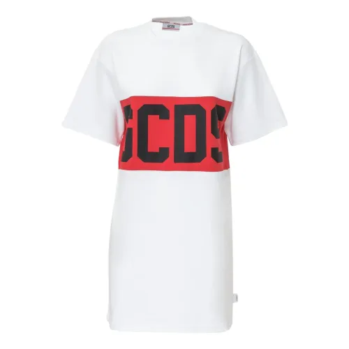 Gcds , White Logo T-shirt Dress ,White female, Sizes: