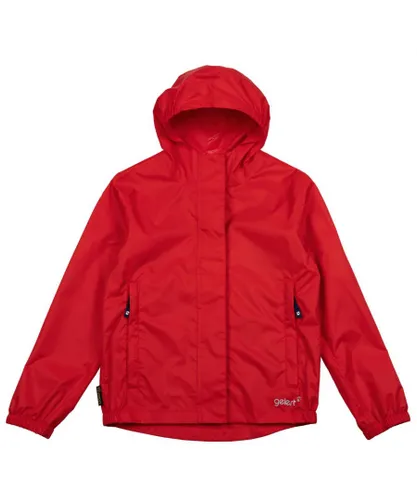 Gelert Childrens Unisex Kids Infants Junior Packaway Waterproof Jacket Outwear Zip Hood - Red