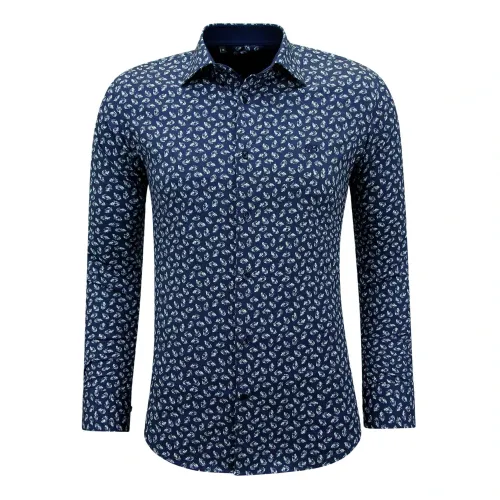 Gentile Bellini , Casual cotton shirt with print - 3141 ,Blue male, Sizes: