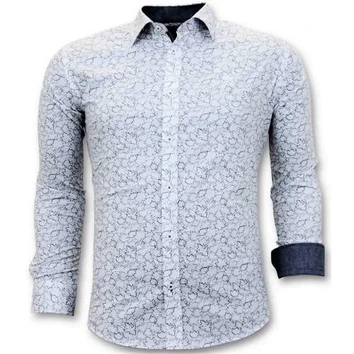 Gentile Bellini , Men Exclusive Italian Shirt - Slim Fit Digital Printing - 3048 ,White male, Sizes: