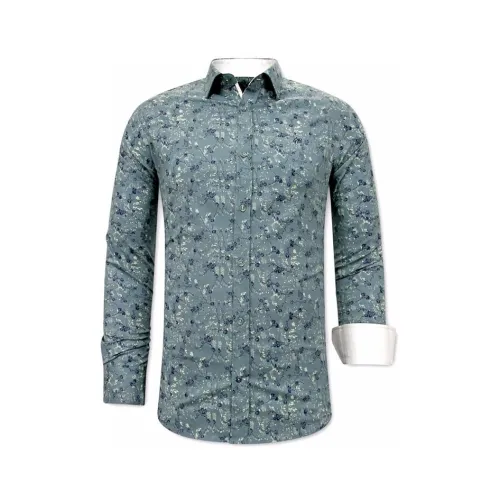 Gentile Bellini , Shirt with Flower Pattern - 3065 ,Green male, Sizes: