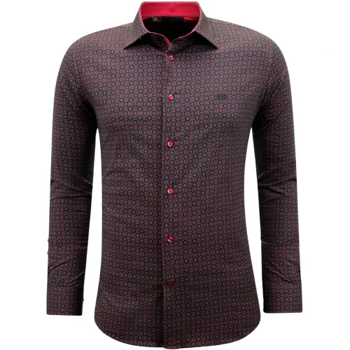 Gentile Bellini , Shirt with Print - Long-sleeved and Slim Fit for Men - 3137 ,Red male, Sizes: