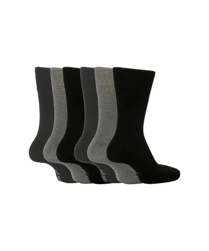 Gentle Grip - 6 Pairs Mens Non Elastic Socks - MGG101 - Grey Cotton
